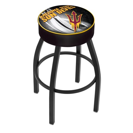 Holland Bar Stool Co 30" Arizona St Cushion Seat, Blk Wrnkl Base Swivel Bar Stool, Pitchfork L8B130ArizSt-F-D2
